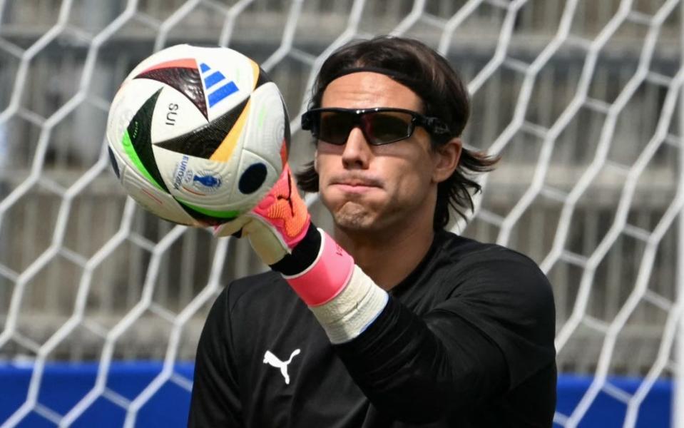 Switzerland goalkeeper Yann Sommer in training before their Euro 2024 quarter-final against England