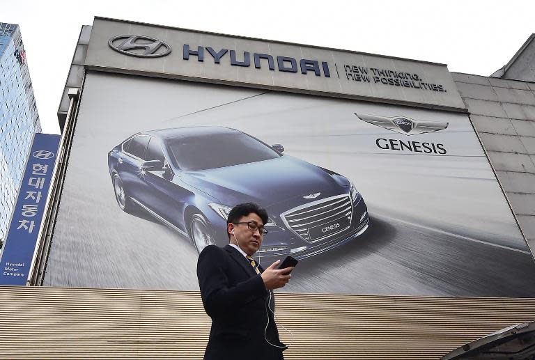 An advertisement for a Hyundai Motor 'Genesis' vehicle is seen in Seoul, on January 22, 2015