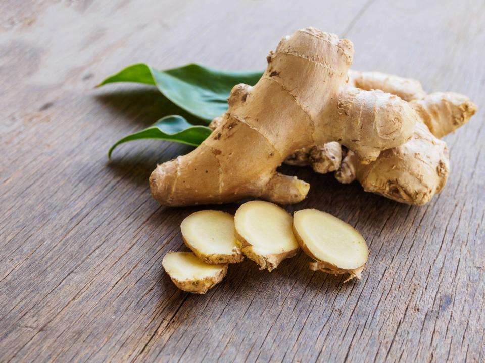 <p>Just one teaspoon of ginger per week can improve your artery function, says Mirkin. <a href="https://www.prevention.com/food-nutrition/healthy-eating/a21935319/benefits-of-ginger/" rel="nofollow noopener" target="_blank" data-ylk="slk:Studies also show;elm:context_link;itc:0;sec:content-canvas" class="link ">Studies also show</a> the fragrant root (often when taken in supplement form) may also help prevent <a href="https://www.prevention.com/health/health-conditions/a21764231/type-2-diabetes-definition/" rel="nofollow noopener" target="_blank" data-ylk="slk:diabetes;elm:context_link;itc:0;sec:content-canvas" class="link ">diabetes</a>, ease menstrual and muscle pain, and possibly even ward off obesity. If you’re prone to tummy troubles, it’s also a great <a href="https://www.prevention.com/health/a28438667/natural-cures-for-nausea/" rel="nofollow noopener" target="_blank" data-ylk="slk:natural remedy for nausea;elm:context_link;itc:0;sec:content-canvas" class="link ">natural remedy for nausea</a> and other digestive issues. </p><p><strong>Try it: </strong><a href="https://www.amazon.com/Traditional-Medicinals-Organic-Ginger-Herbal/dp/B0009F3S7I/?tag=syn-yahoo-20&ascsubtag=%5Bartid%7C1782.g.35325057%5Bsrc%7Cyahoo-us" rel="nofollow noopener" target="_blank" data-ylk="slk:Traditional Medicinals Organic Ginger Herbal Tea;elm:context_link;itc:0;sec:content-canvas" class="link ">Traditional Medicinals Organic Ginger Herbal Tea</a></p>