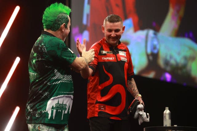 Nathan Aspinall (right) and Peter Wright