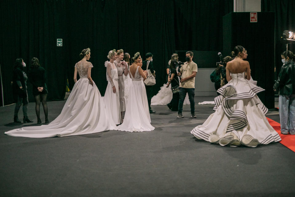 Backstage at the 2021 Barcelona Bridal Night gala in 2021. - Credit: Courtesy of Barcelona Bridal Fashion Week