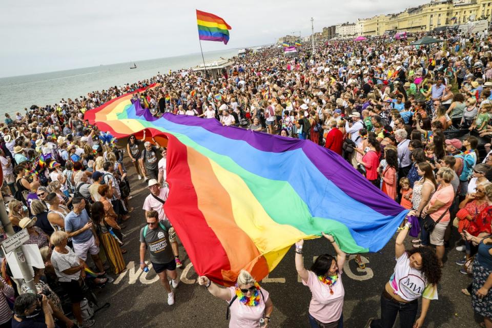 Thousands took to the streets for the Brighton pride festival. (Getty Images)