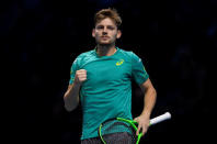 Tennis - ATP World Tour Finals - The O2 Arena, London, Britain - November 19, 2017 Belgium's David Goffin celebrates during the final against Bulgaria's Grigor Dimitrov Action Images via Reuters/Tony O'Brien