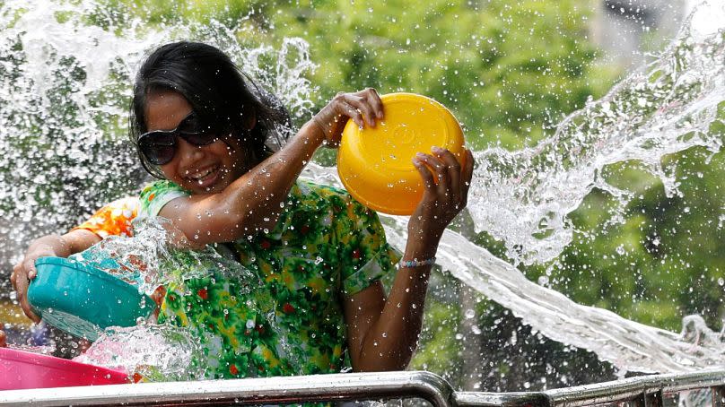 Songkran celebrations in Bangkok, Thailand, April 2015.