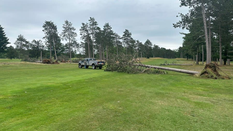 Storm damage at Bent Pine Golf Club in Fruitland Township on June 25, 2024.