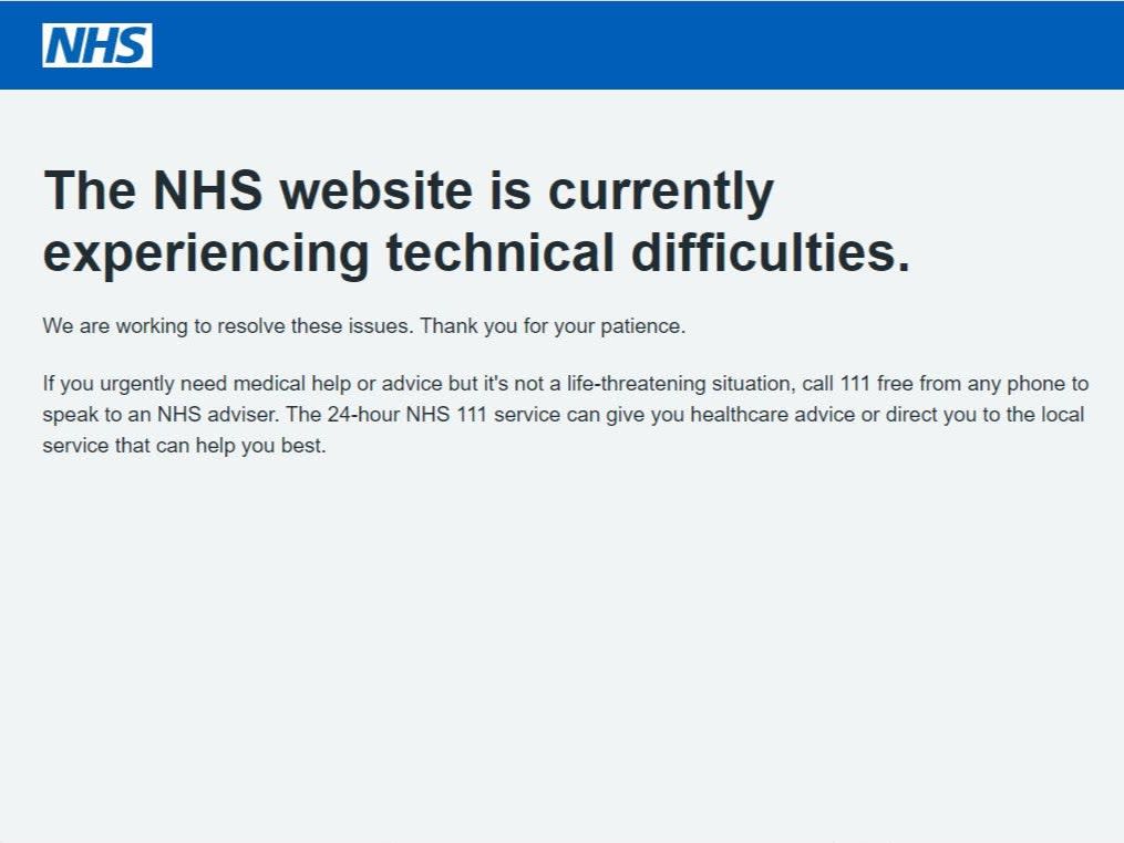 <p>NHS website crashes as over-45 rush to book Covid vaccine appointments</p> (PA)