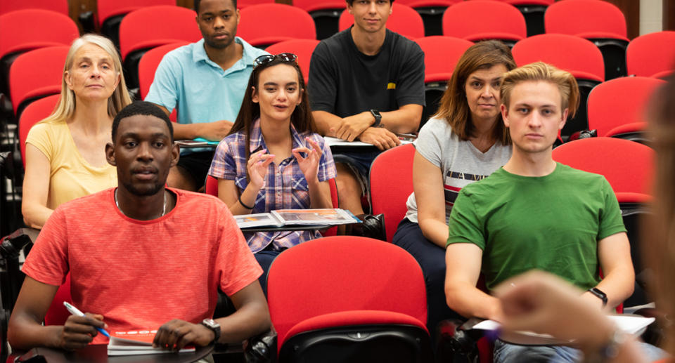 Students in a classroom.