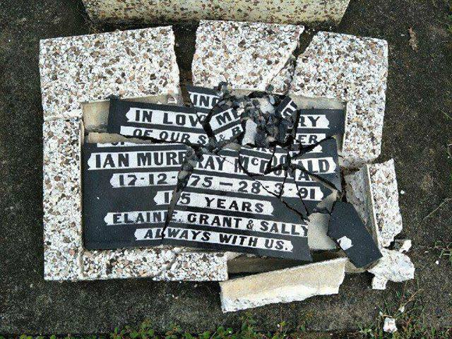 Ian McDonald’s parents have been left devastated following the damage to their son’s headstone. Source: Facebook/ Coraki News