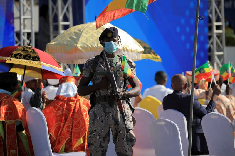 FILE PHOTO: Ethiopian PM's backers hold a rally in support of national army in Addis Ababa