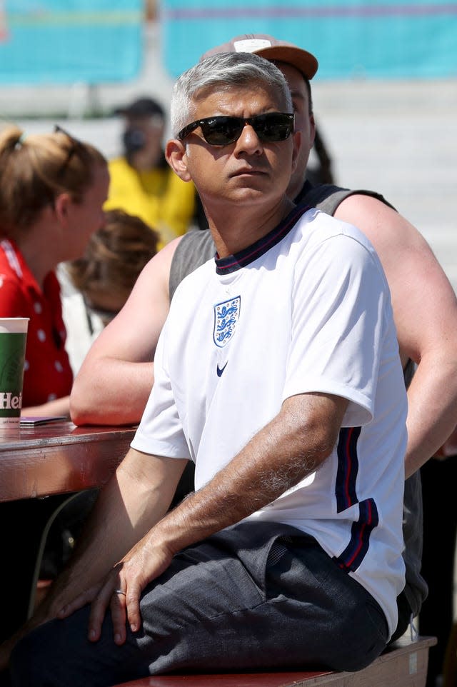 Mayor of London Sadiq Khan watches the game 