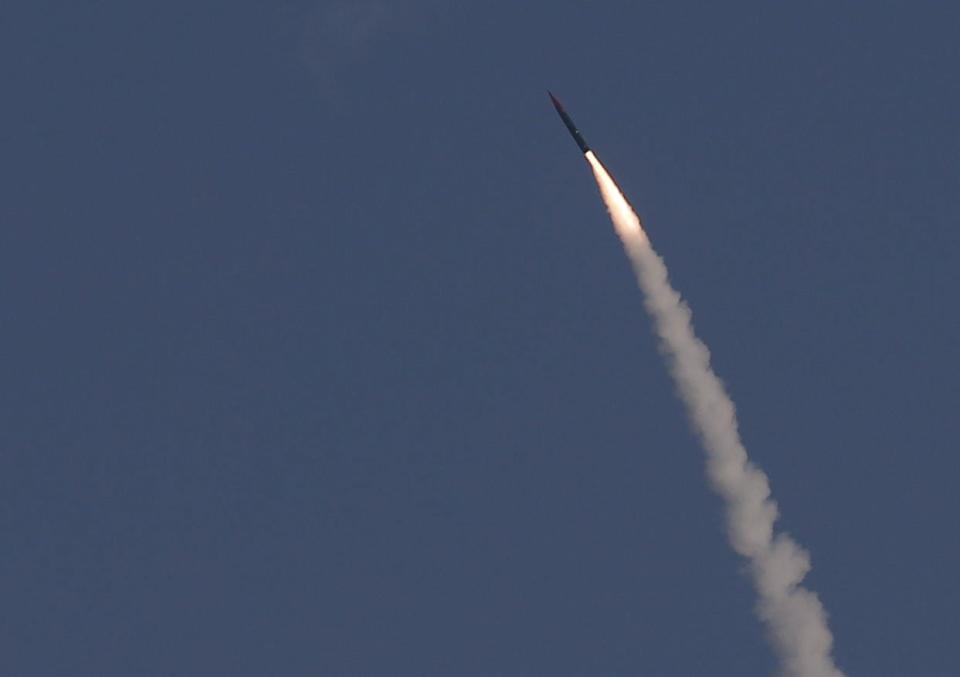 An "Arrow 3" ballistic missile interceptor is seen during its test launch near Ashdod December 10, 2015.