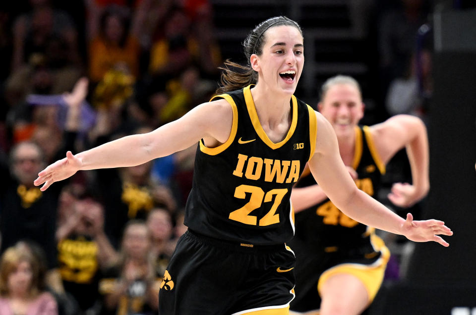 Iowa's Caitlin Clark is the projected No. 1 overall pick in the 2024 WNBA Draft, should she choose to declare. (Photo by G Fiume/Getty Images)