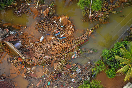 REFILE - CORRECTING BYLINE Debris of houses is seen after a flood affected a village in Matara, Sri Lanka May 29, 2017. Sri Lanka Air Force/Handout via REUTERS