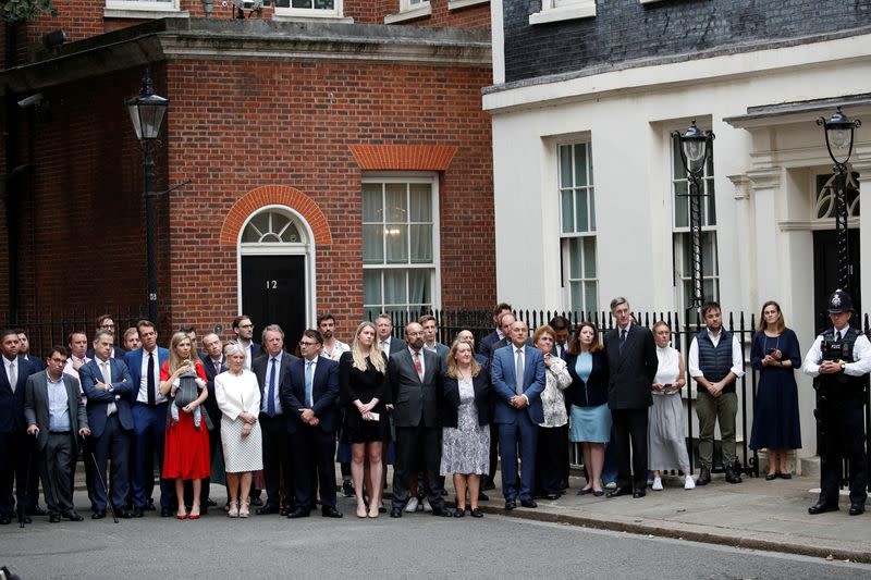 British PM Johnson speaks at Downing Street