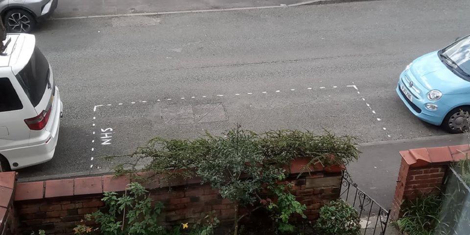 Neighbours hand painted a car space for an NHS worker in Golborne