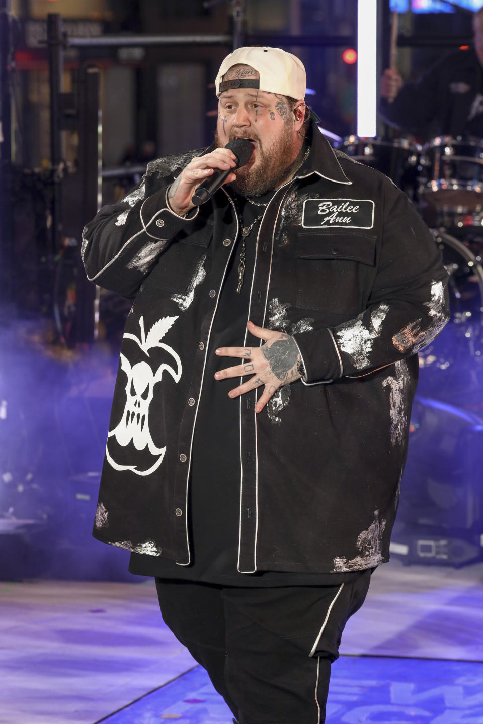 Jelly Roll performs during the Times Square New Year's Eve celebration on Sunday, Dec. 31, 2023, in New York. (Photo by Andy Kropa/Invision/AP)