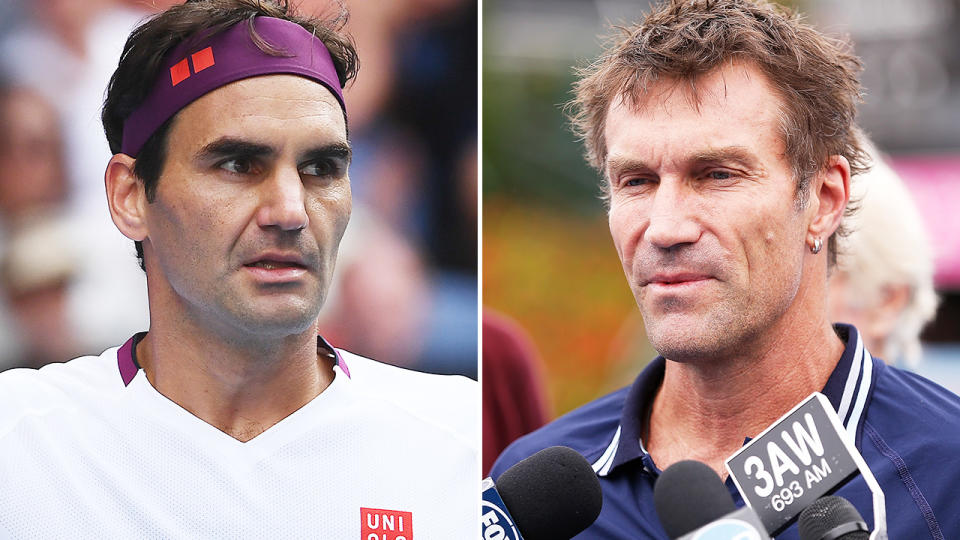 Pat Cash and Roger Federer, pictured here at the Australian Open in 2020.