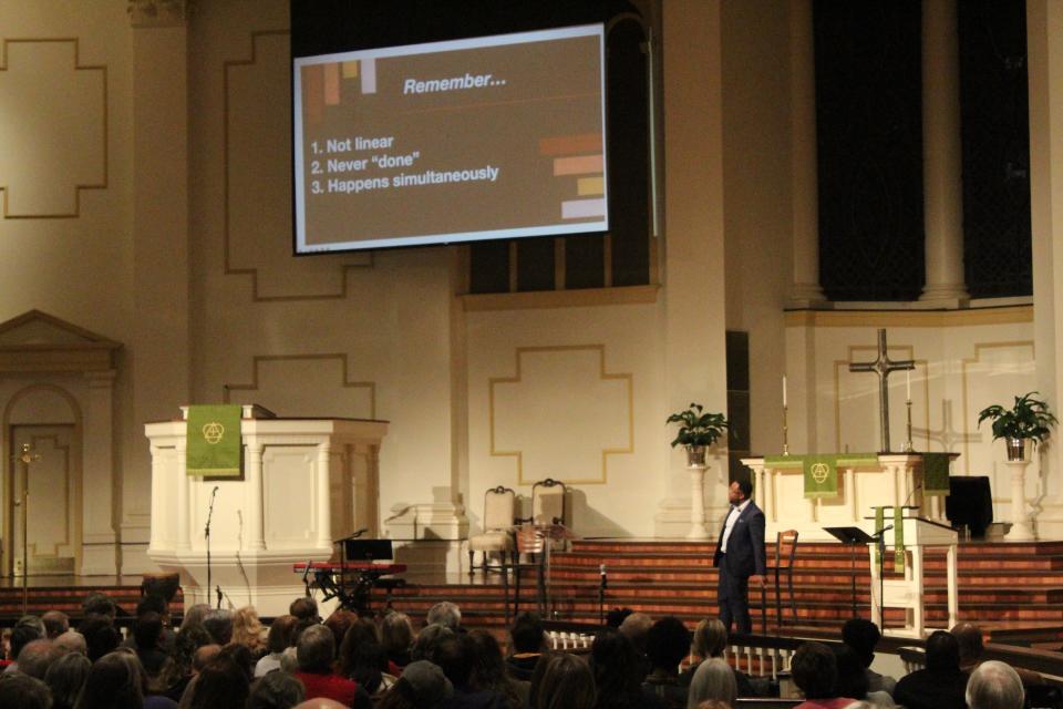 Brentwood UMC hosted religious historian Jemar Tisby as part of a series of events for Black History Month organized by the church's race & faith team. The Tennessee-Western Kentucky Conference of the UMC and Belmont University helped plan the event featuring Tisby.