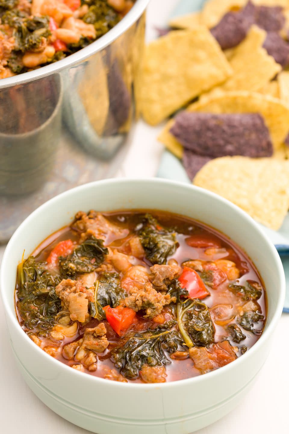 Spicy Turkey Sausage and Kale Chili