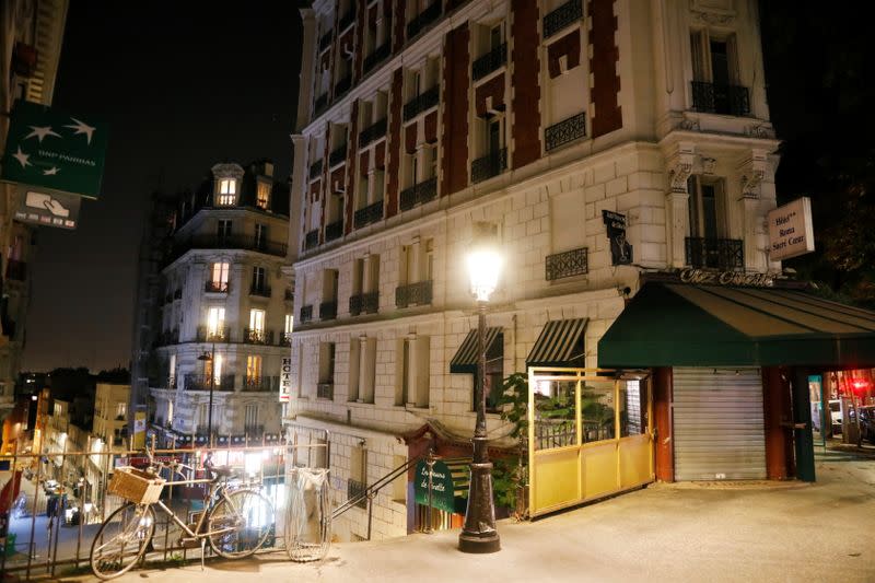 Empty streets are seen in Montmartre during the late-night curfew due to restrictions against the spread of the coronavirus disease (COVID-19) in Paris