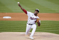 Washington Nationals starting pitcher Josiah Gray throws during the first inning of a baseball game against the New York Mets at Nationals Park, Friday, April 8, 2022, in Washington. (AP Photo/Alex Brandon)