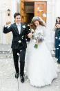 <p>The couple exchanged vows at Saints Peter and Paul Catholic Church in California. "You always hear you should marry your best friend and I actually get to do it," told Henrie (wearing an Indochino tux and <a rel="nofollow noopener" href="http://www.brunomagli.com/carlos/" target="_blank" data-ylk="slk:Bruno Magli;elm:context_link;itc:0;sec:content-canvas" class="link ">Bruno Magli</a> shoes). Added Cahill: "One of my favorite things about him is how funny he is and how we just get each other. Being married is going to be just <em>that</em> much better."</p>