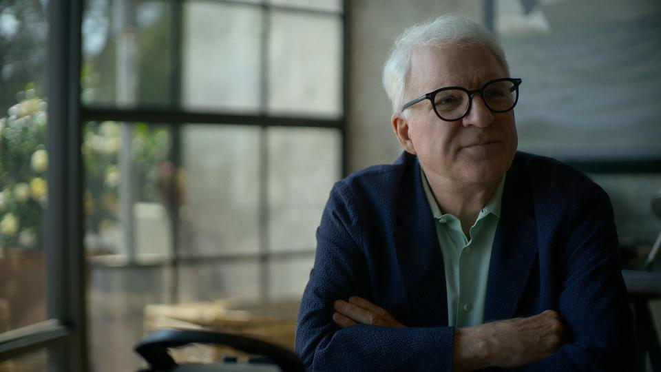 Steve Martin in a scene from the new Apple TV+ doc, "Steve!" Directed by Morgan Neville, the two-part film explores Martin's early success as comedian as well as his personal journey to happiness and fulfillment.