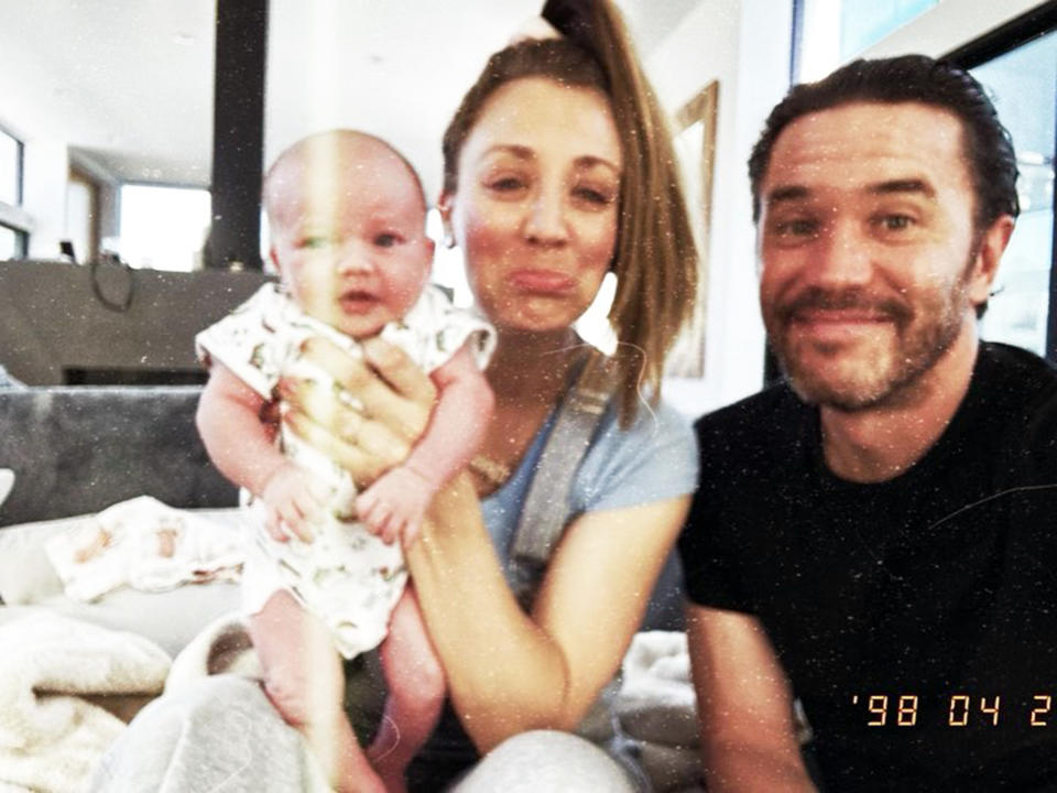 Kaley Cuoco and Tom Pelphrey with their baby girl. (@kaleycuoco via Instagram)