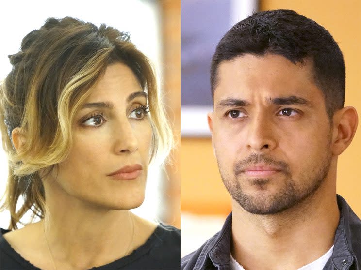 Jennifer Esposito and Wilmer Valderrama (Credit: Adam Taylor/CBS)