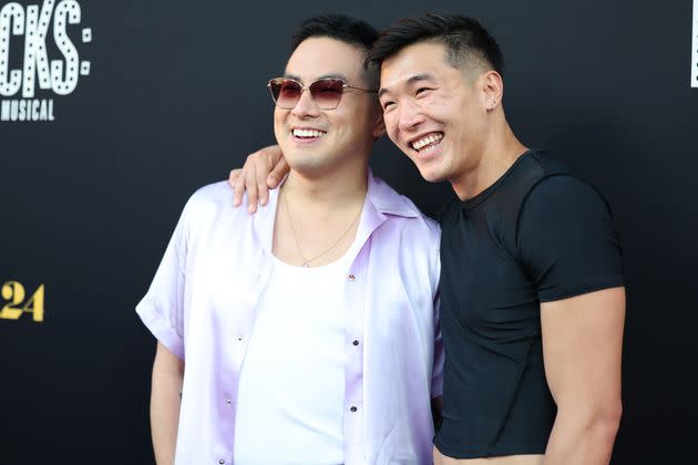 Bowen Yang, left, and Joel Kim Booster attend the Los Angeles premiere of A24's 