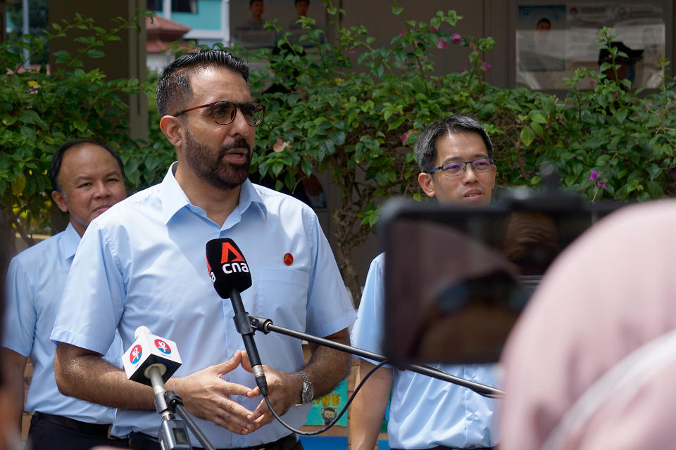 Workers' Party chief Pritam Singh speaking during a media doorstop.