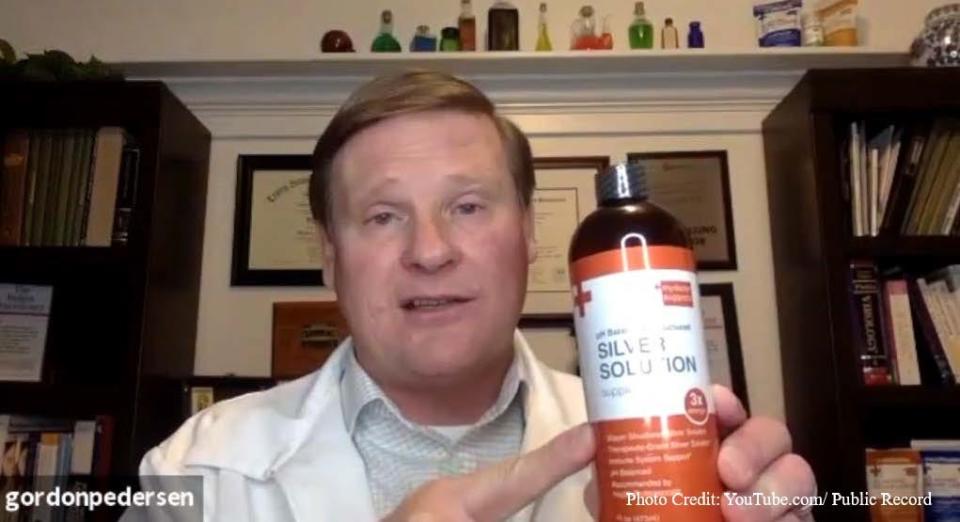 A screenshot of a video posted online by Gordon Hunter Pedersen, a Cedar Hills resident who claimed to have medicines that prevented COVID-19 and other diseases.