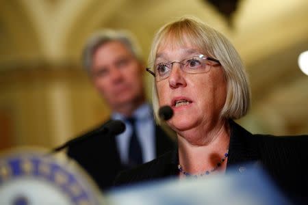 Senator Patty Murray (D-WA) speaks to reporters on following a policy luncheon on Capitol Hill in Washington, U.S. October 17, 2017. REUTERS/Eric Thayer