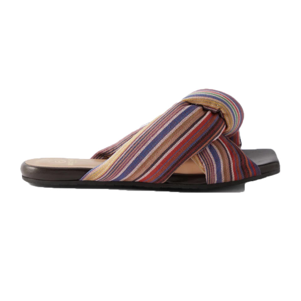 Brother Vellies Togo Striped Knotted Cotton-Canvas Slides