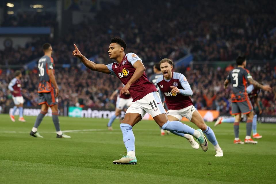 Watkins celebrates scoring Villa’s first (Getty Images)