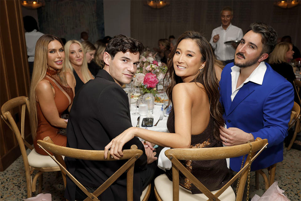 Jenna Nicole, Ashley Park and Clayton Hawkins attend The Hollywood Reporter Beauty Dinner Presented by Instagram, Sponsored by Upneeq, Honoring the Top Glam Squads in Hollywood at Holloway House on October 25, 2023 in West Hollywood, California.