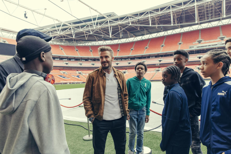 Beckham recently attended the premiere of Save Our Squad in London alongside members of his family and young players from the Westward Boys (James Turner/Disney+/PA)