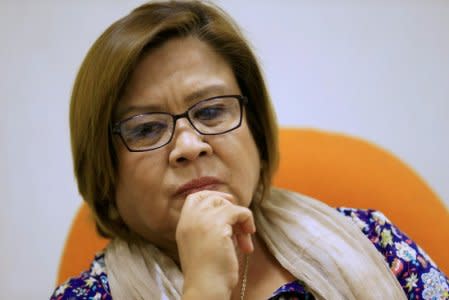 Philippine Senator Leila de Lima pauses during a Reuters interview at the Senate building in Pasay city, metro Manila, Philippines August 29, 2016. REUTERS/Romeo Ranoco