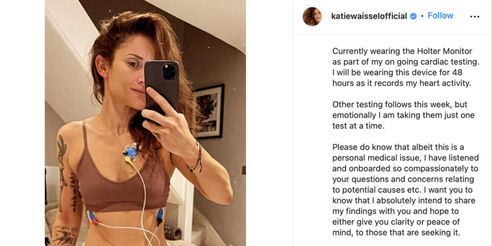 Katie Waissel shared a health update with fans after suffering suspected heart attack (Instagram @katiewaisselofficial)