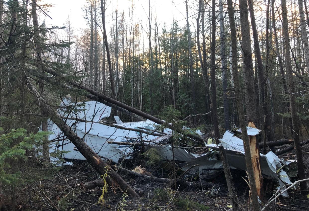 Photograph of crashed Beechcraft King Air near Boyne City on Nov. 15. This is the second plane crash this week in Charlevoix County.