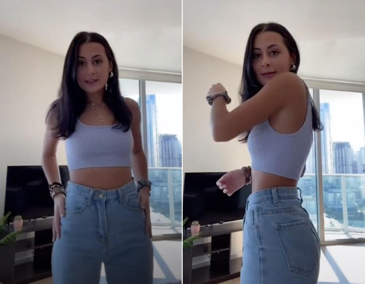 TikToker reveals hack for high-waisted jeans that are a little too