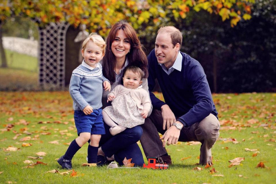 The Duke and Duchess of Cambridge with their two children, Prince George and Princess Charlotte, in a photograph taken late October 2015 at Kensington Palace (PA)