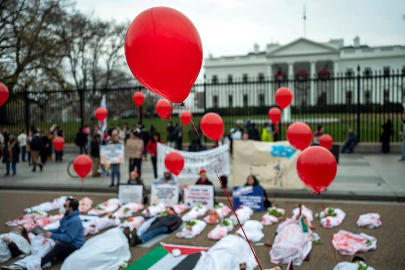 Pro-Palestinian Demonstrators Gather Outside The White House, in Washington