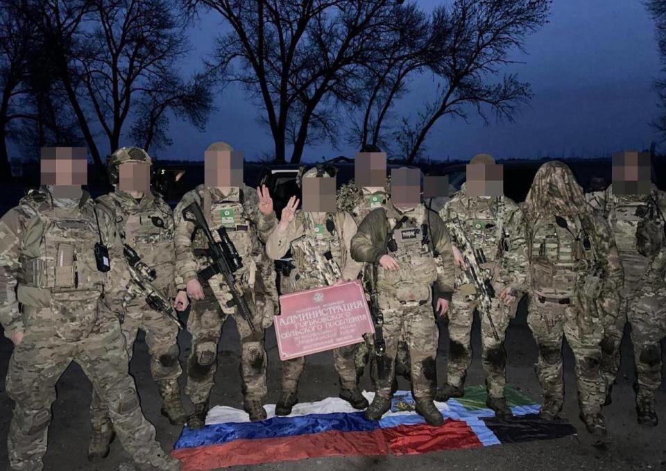 Russian volunteer fighters from the Siberian Battalion claimed to have entered the Gorkovsky settlement on March 17, 2024 in Russia's Belgorod Oblast and taken control of the local administration building. (Siberian Battalion/Telegram)