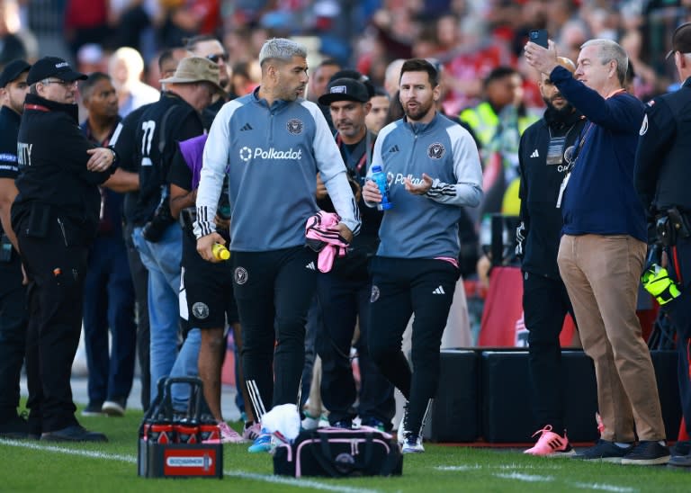 Luis Suarez and Lionel Messi started on the bench for Inter Miami in their 1-0 win at Toronto FC in MLS on Saturday. (Vaughn Ridley)