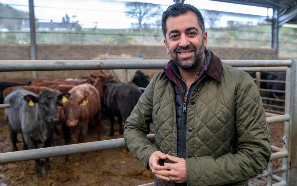 Humza Yousaf at a farm