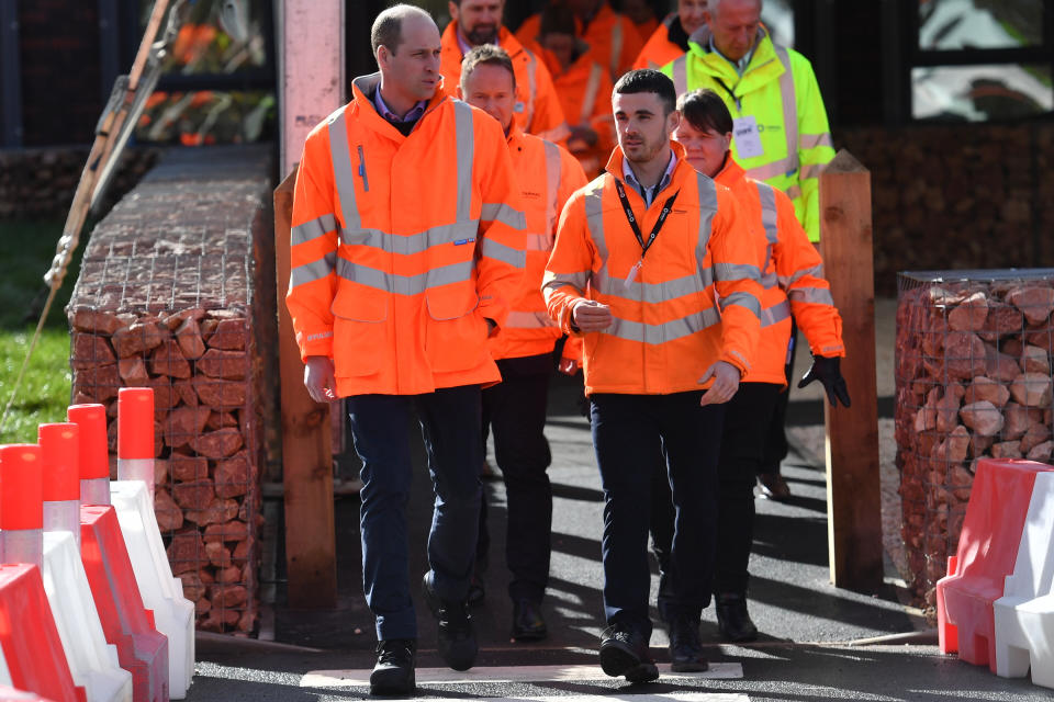 The Duke of Cambridge (left) during a visit to the Tarmac National Skills and Safety Park in Nottinghamshire.