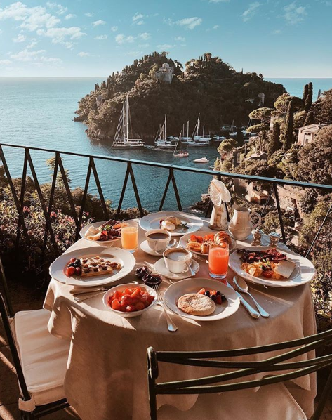 The terrace at Belmond Splendido, an iconic influencer spot. 