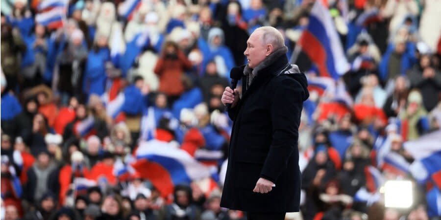 Vladimir Putin speaks at Luzhniki Stadium, February 22, 2023