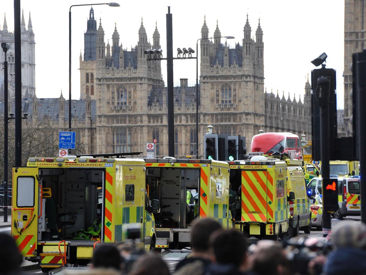 Emergency services near the Houses of Parliament on Wednesday: Getty